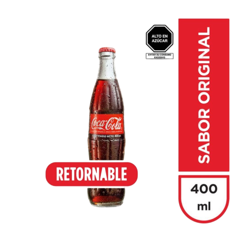 GASEOSA COCA COLA VIDRIO 400ML.